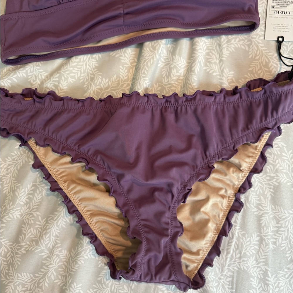 Shade & Shore Purple Ruffle Triangle Bikini Set - Picture 3 of 8